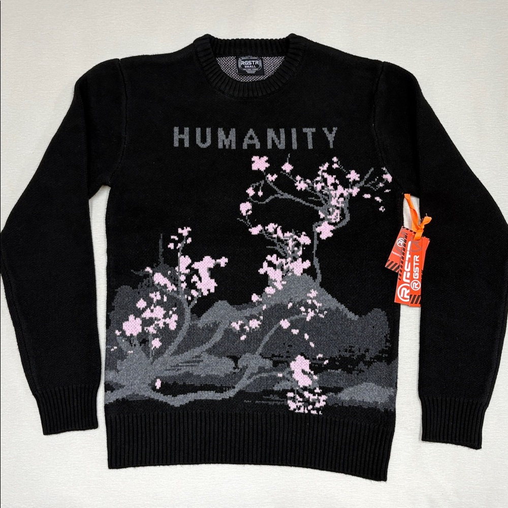 Japan- Osaka- Tokyo- Kyoto Humanity Intarsia Knit sweater - Japanese Cherry Tree